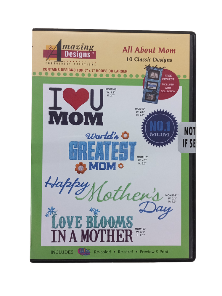 All About Mom - Amazing Designs - Machine Embroidery - CD # ADC-167J