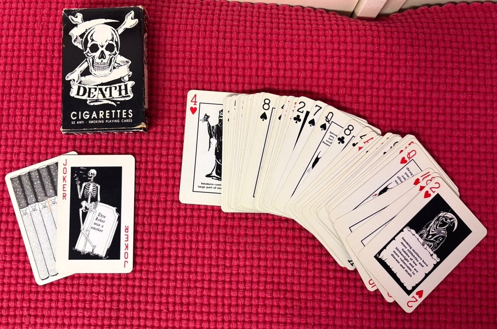 Deck of Death Cigarettes Anti-Smoking Playing Cards Complete with Box 1985