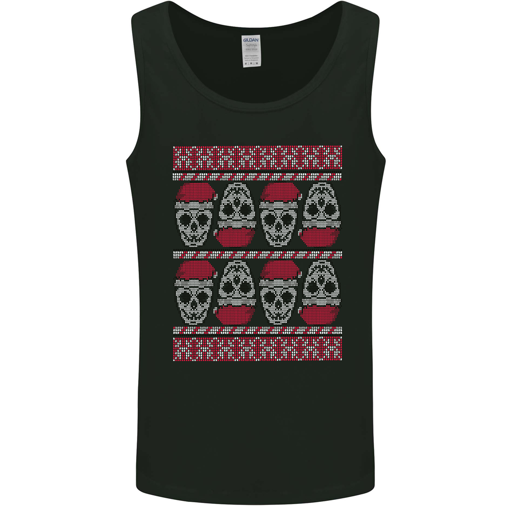 Christmas Skulls Xmas Heavy Metal Rock Music Mens Vest Tank Top