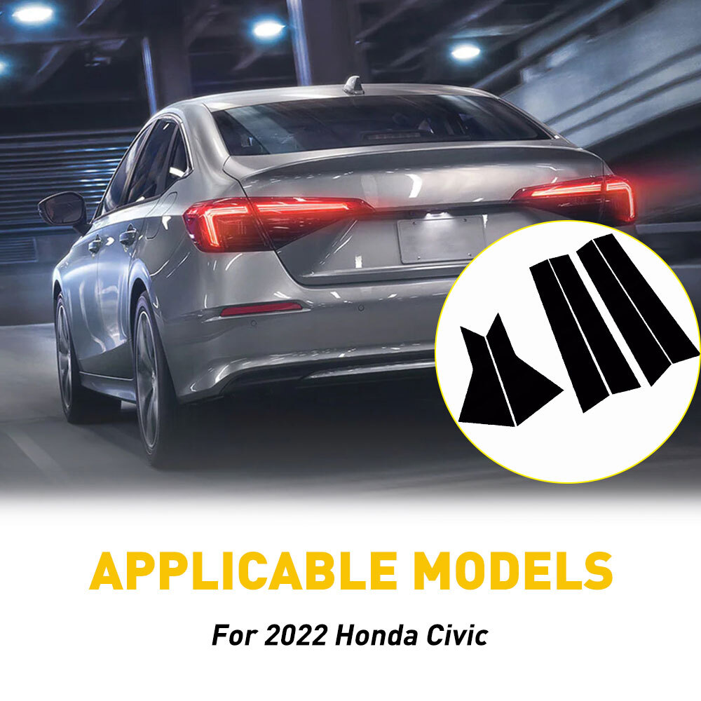 Window Pillar Posts Gloss Cover Black Door Trims for Honda Civic 11th Sedan 2022