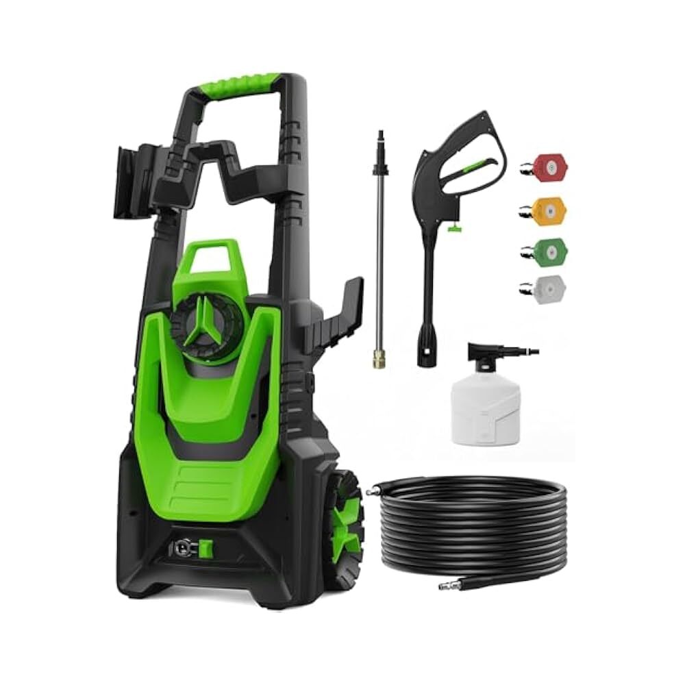 Electric Pressure Washer, 5000 PSI, 3.2 GPM, 4 Nozzles for Versatile Cleaning