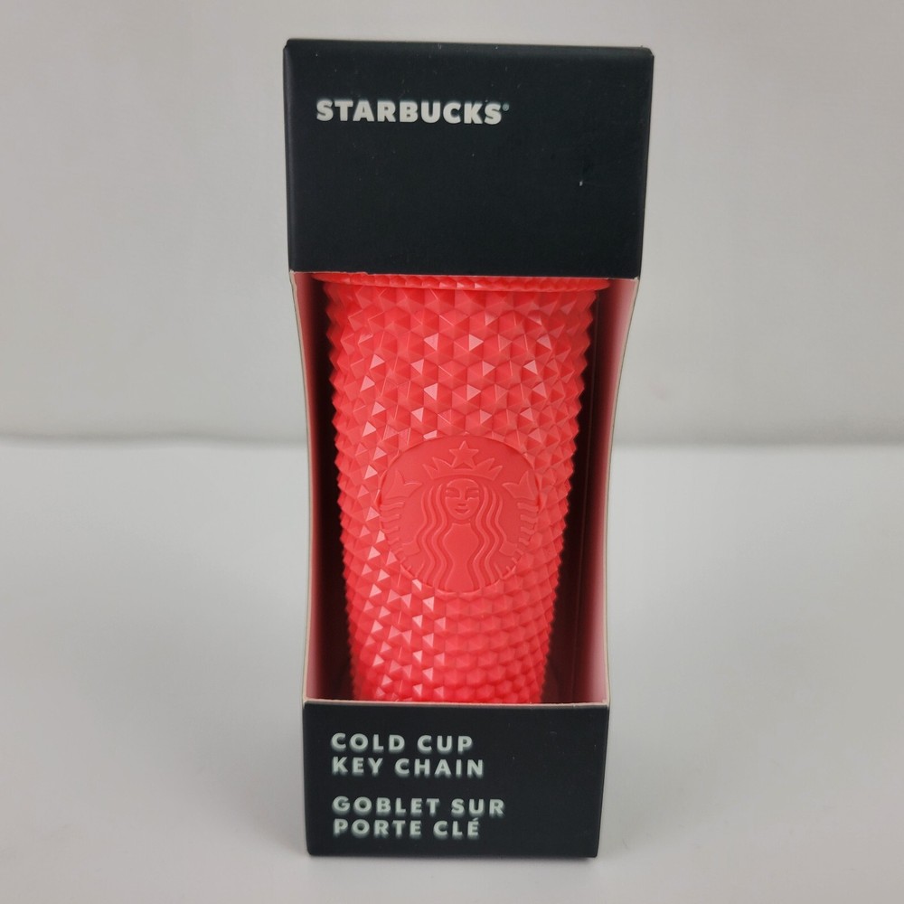 Starbucks 2022 Dragonfruit Studded Neon Coral Tumbler Keychain Ornament