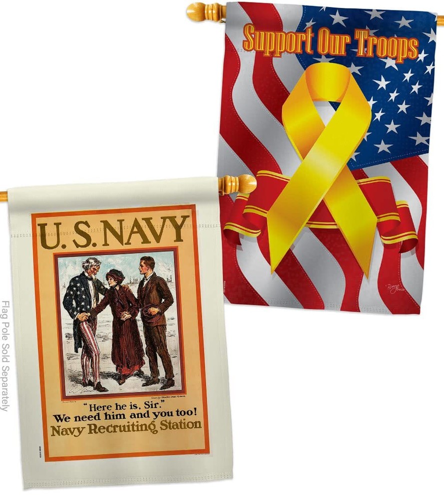 Navy Recruiting Station House Flag Pack Armed Forces USN Seabee United State ...