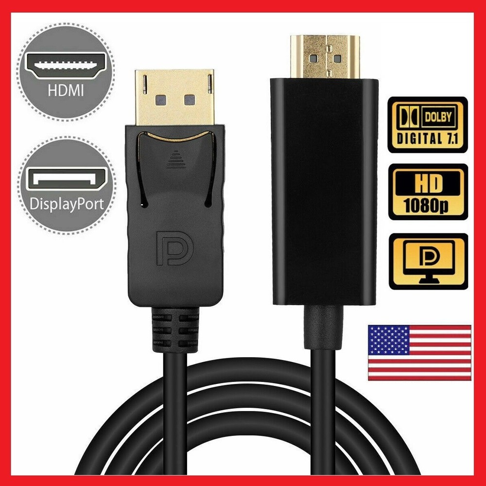 Display Port DP to HDMI Cable Adapter Converter Audio Video PC HDTV 4K 60Hz