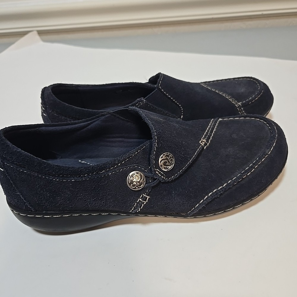 Clarks Bendables Ashland Lane Navy Blue  Suede Loafers Women's 8W
