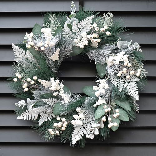 Winter Wreaths for Front Door 24 Inch Artificial Christmas Wreath Decorated
