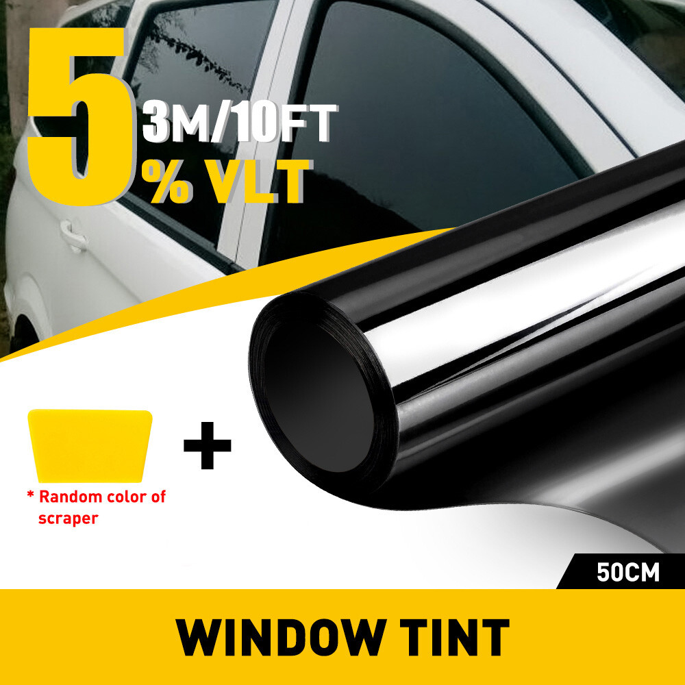 1/300 x 50cm Light Smoke Black Tint Film for Car Headlights & Tail Lights + Free Squeegee