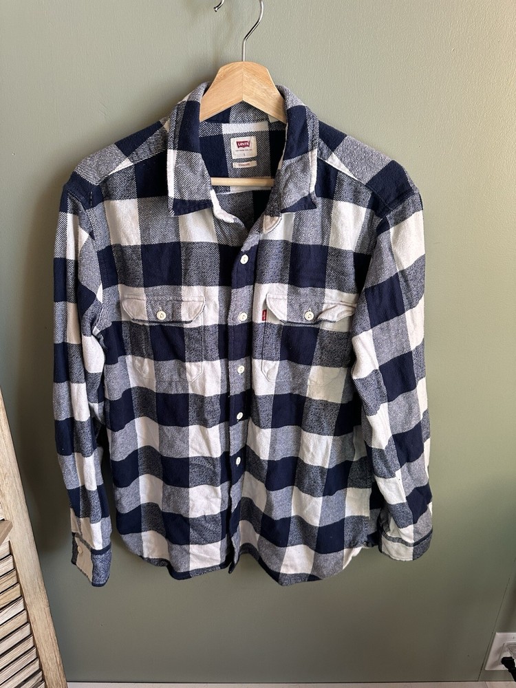 Levi's Plaid Flannel Shirt Men's Large Warm Thick Cozy Lounge Casual 100% Cotton