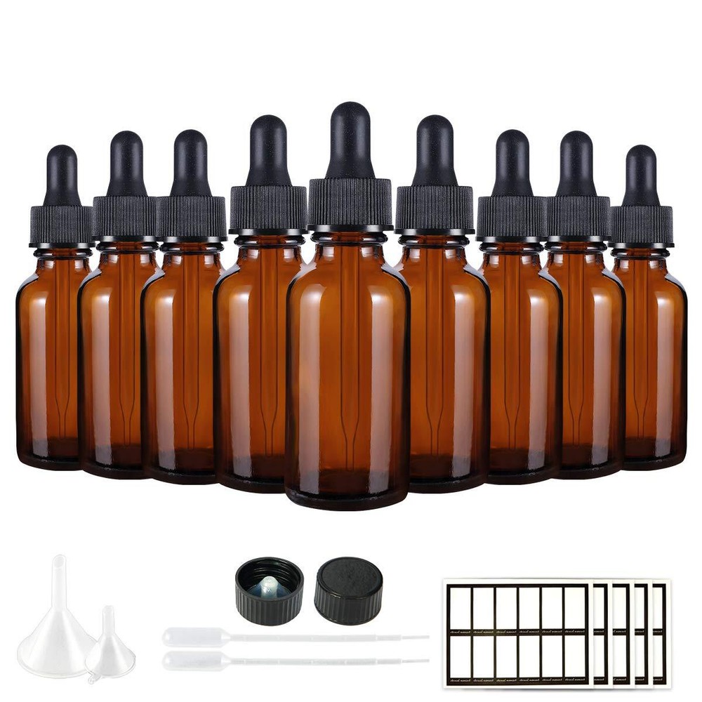 1 oz Eye Dropper Bottle(48 Pack), 30ml Amber Glass Bottles with Glass Eye Dro...