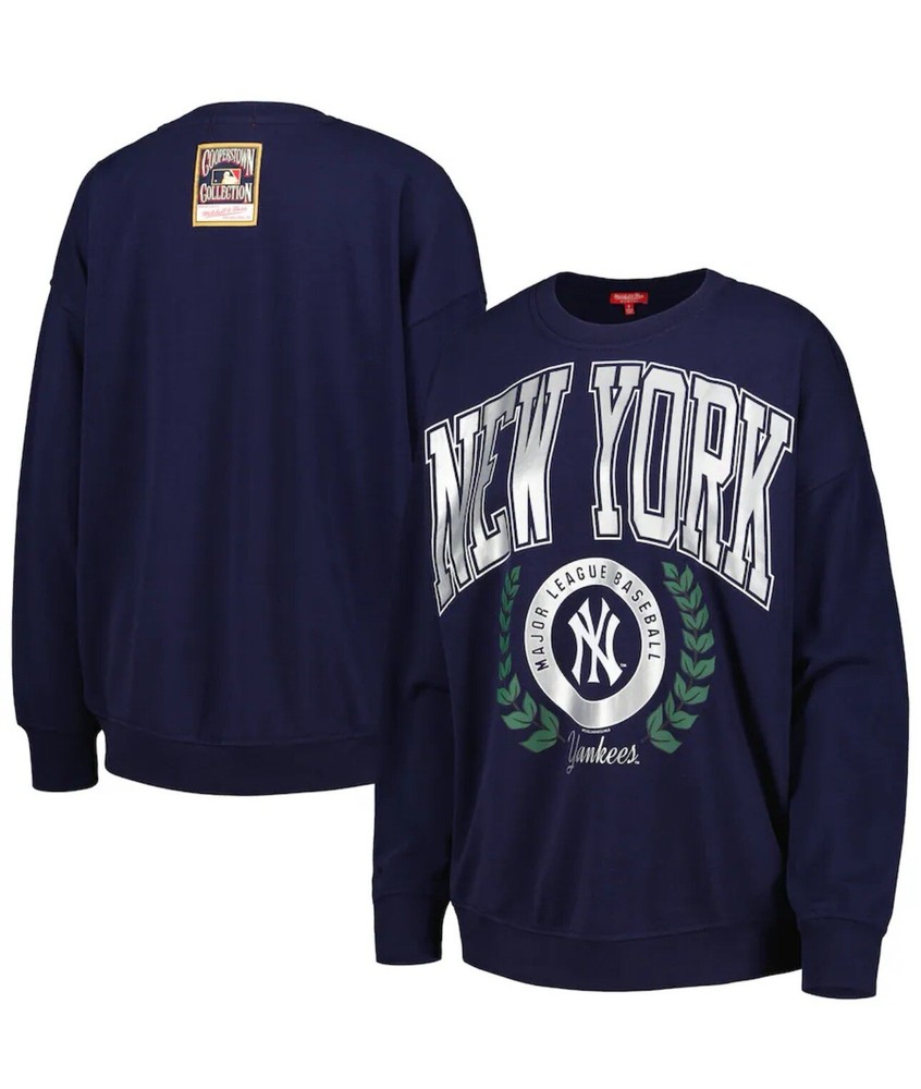 Women's New York Yankees Mitchell & Ness Navy Logo Pullover Sweat Shirt Small