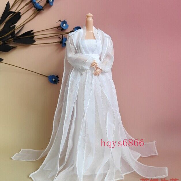 1/6 Ancient Chinese Style White Long Dress For 12
