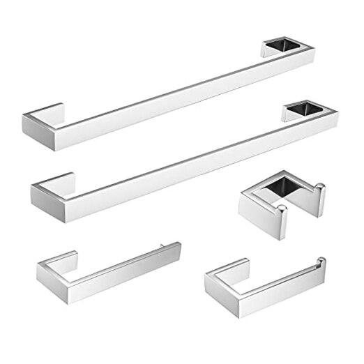 Stainless Steel Bathroom Hardware Set Chrome Wall Mounted 5-Piece