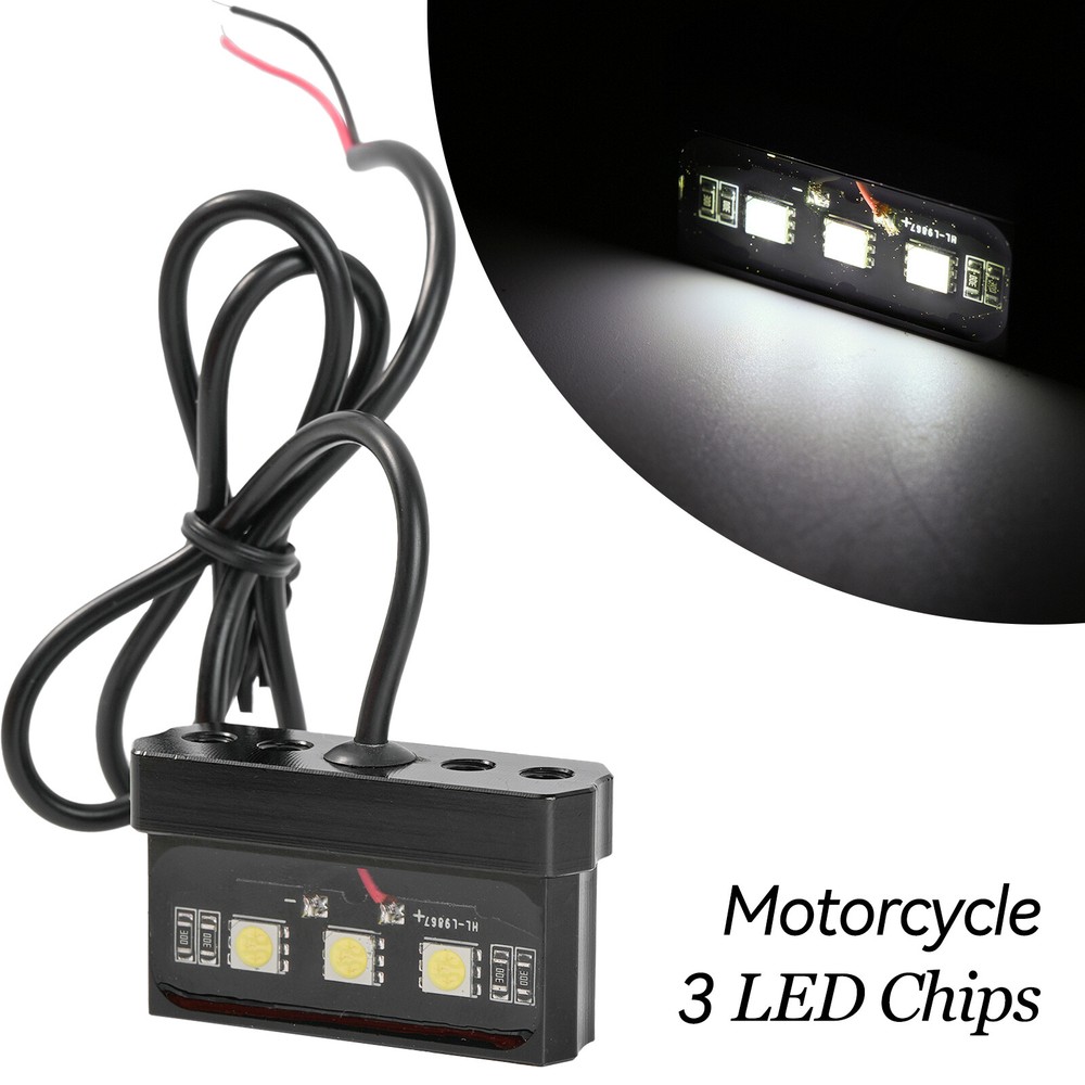 Motorcycle Motorbike LED License Number Plate Light Black Shell Motor Parts 12 V