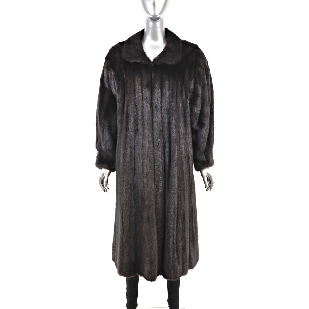 Black Mink Full-Length Coat in Size M for Women-image