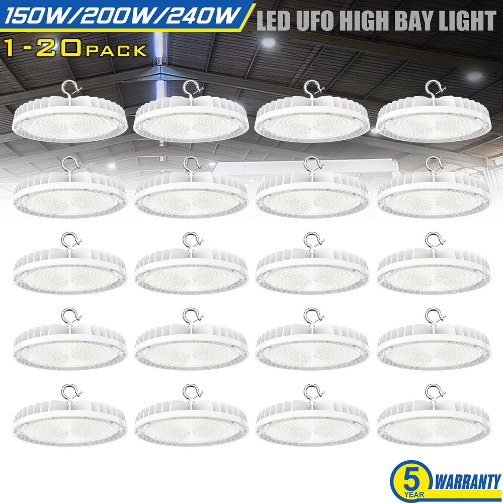 1-20 PACK LED UFO High Bay Light 150W 200W 240W Warehouse Garage Shop Lighting