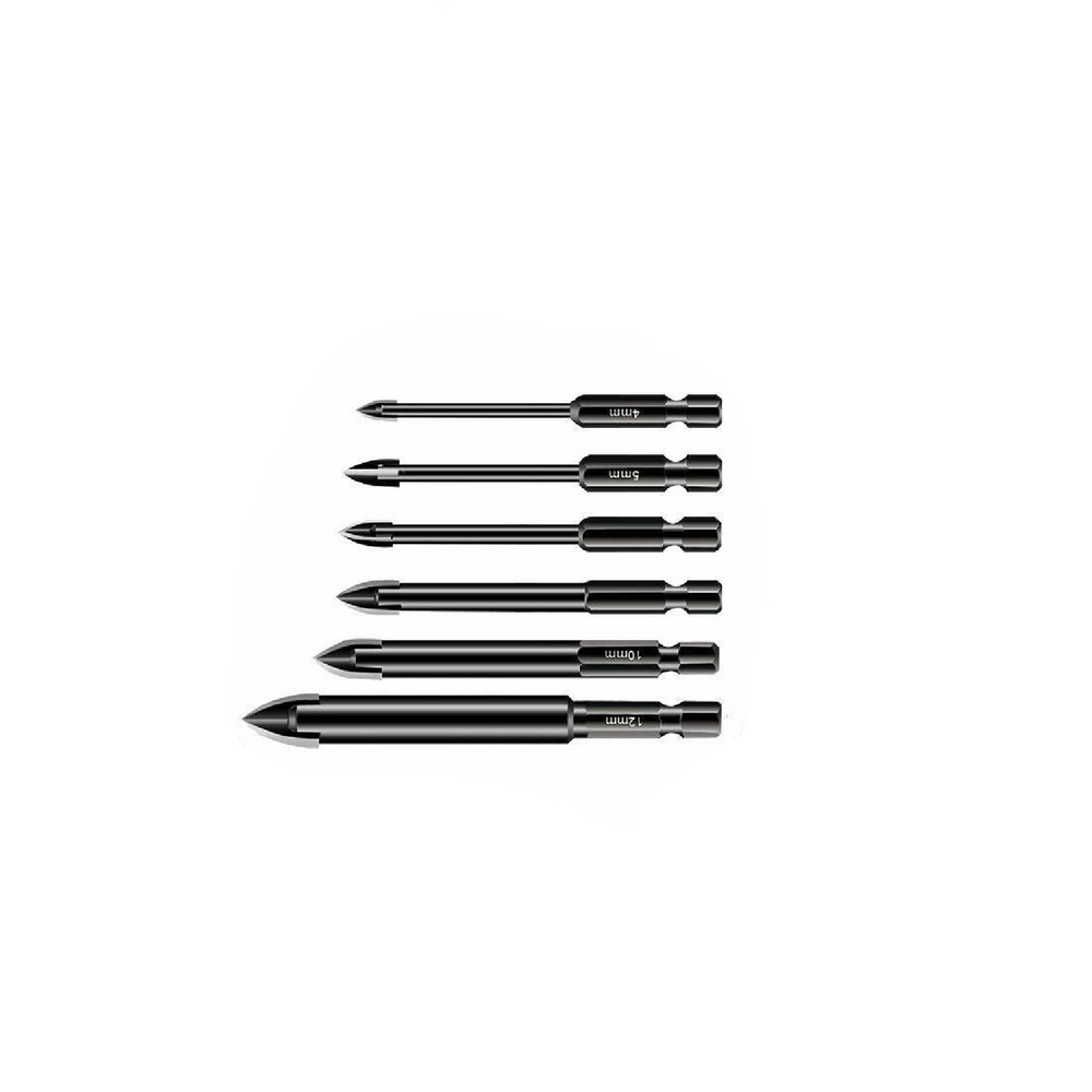6 Pack Tungsten Carbide Drill Bit Set For Ceramic Tile Concrete Brick Wall Glass