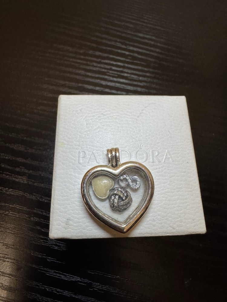 Pandora Small Floating Heart Locket Pendant in Mint S925 Sterling Silver