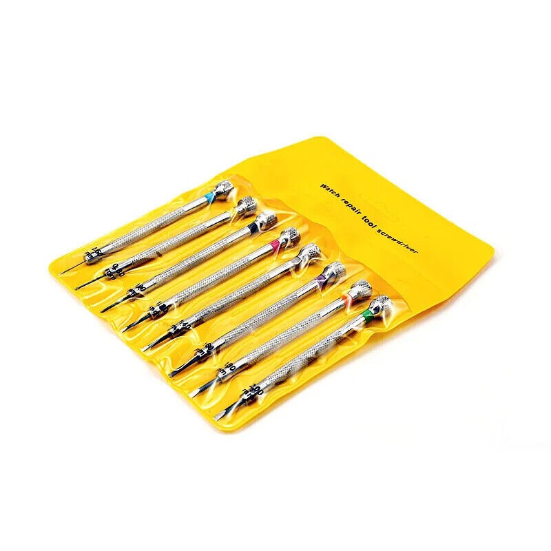 Flat Blades Set of 8pcs Watchmaker Repair Tools Screwdriver Metal Screwdrivers