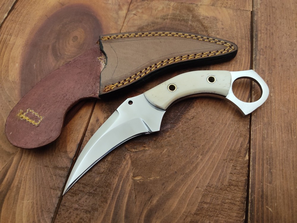 12c27 Steel Custom Handmade Survival Hunting Karambit Knife for Camping
