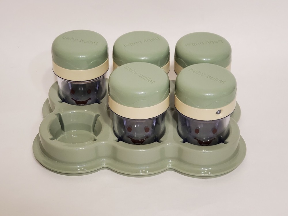 5 Baby Bullet  Blender Food Storage Jars with Lids with Tray - Flash Sale!-image