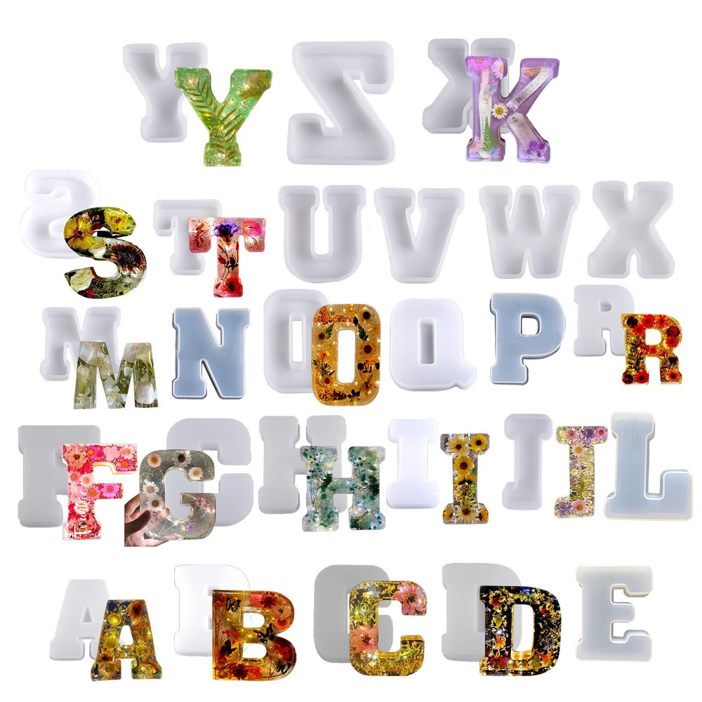 26 English Capital Alphabet Letter Resin Mold 3D Silicone Casting Resin Mould