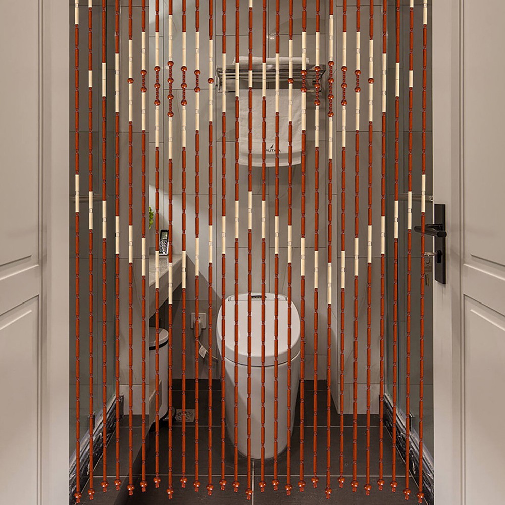 Natural Wood Bamboo Beaded Curtain Screen for Doorways Bathroom Bedroom Porch