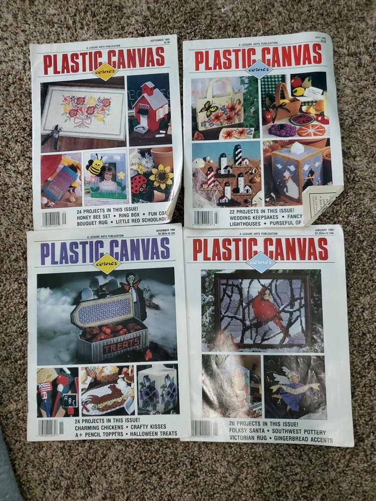 Vntg Needlework Crafts Plastic Canvas Pattern Christmas, Santa Holidays Lot 4 Mg