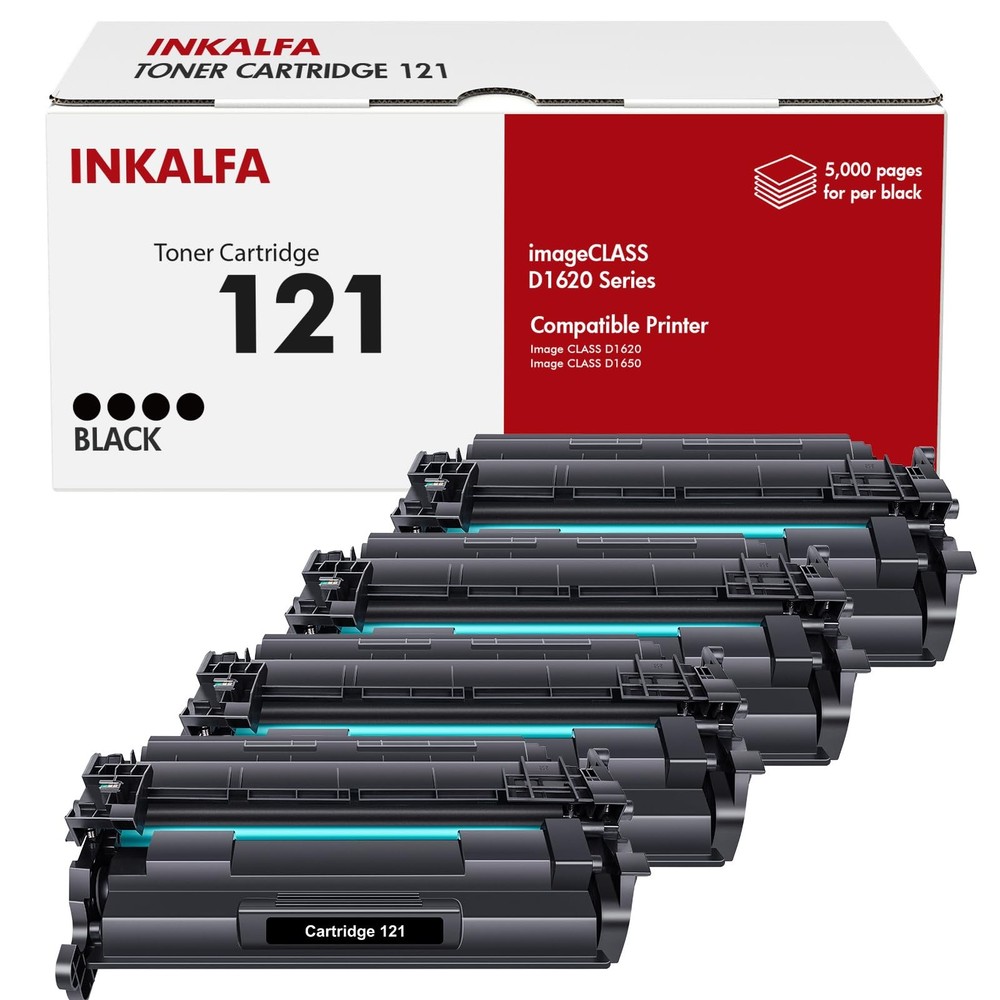 121 Black Toner Cartridge High Yield 4 Pack Compatible Replacement for Canon ...