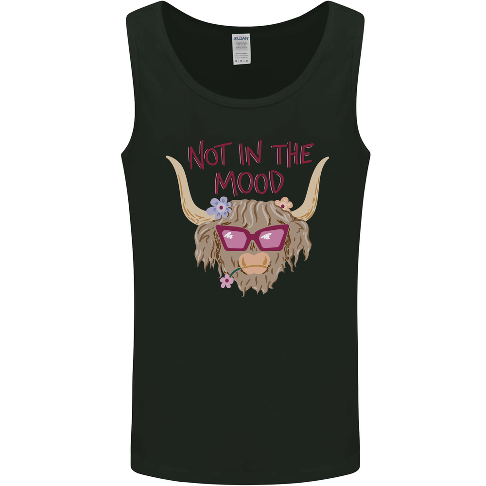 Not in the Mood Funny Highland Cow Mens Vest Tank Top