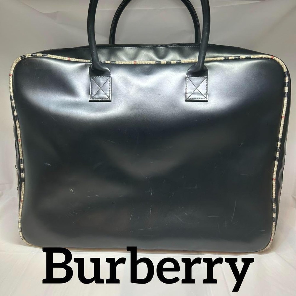 Burberry Nova Check Leather Hand Black Boston