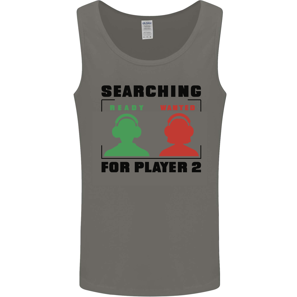 Player Two Wanted Funny Singles Day Gamer Mens Vest Tank Top