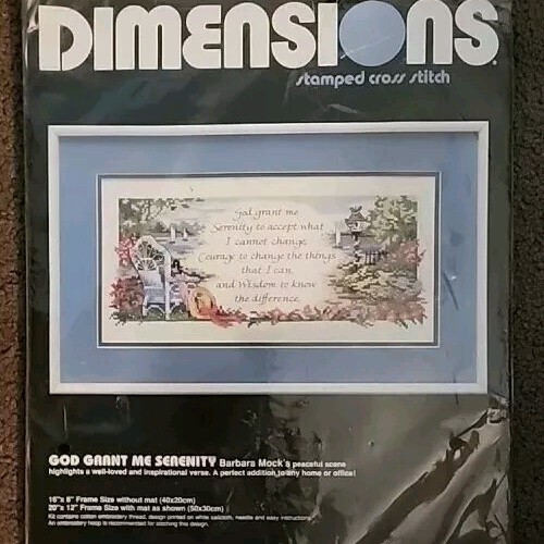 NEW Dimensions Stamped Cross Stitch Kid 3118 Serenity Prayer Religious Floral