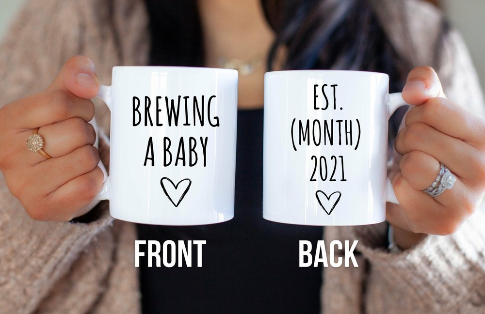 Custom I'm Brewing A Baby Mug Expectant Mother Gift Mother To Be Coffee Mug