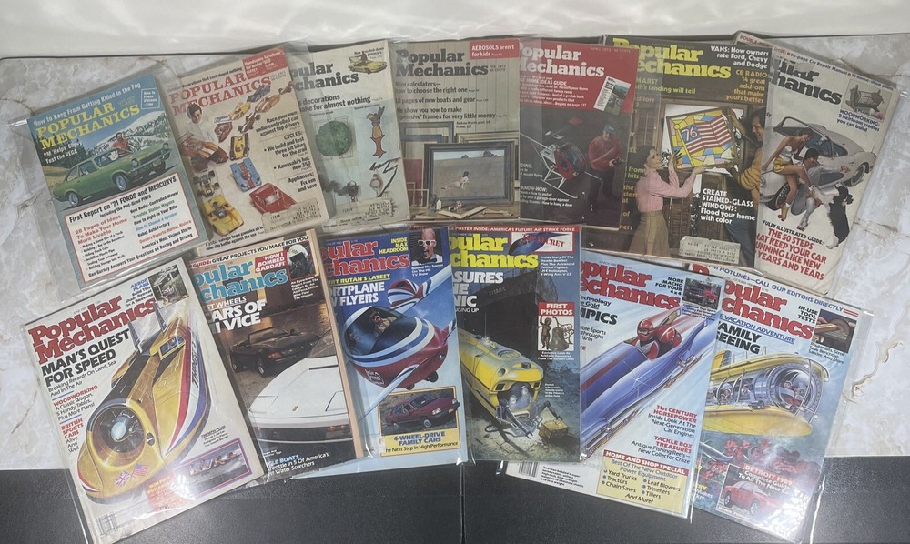 Lot of 13 Vintage Popular Mechanics Magazines 1970s - 1980s