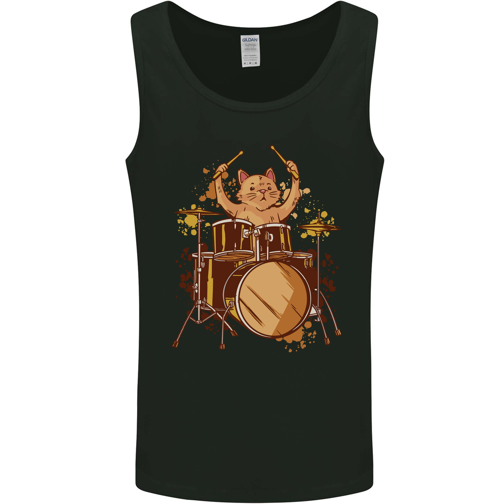 A Cat Drummer Drumming Mens Vest Tank Top