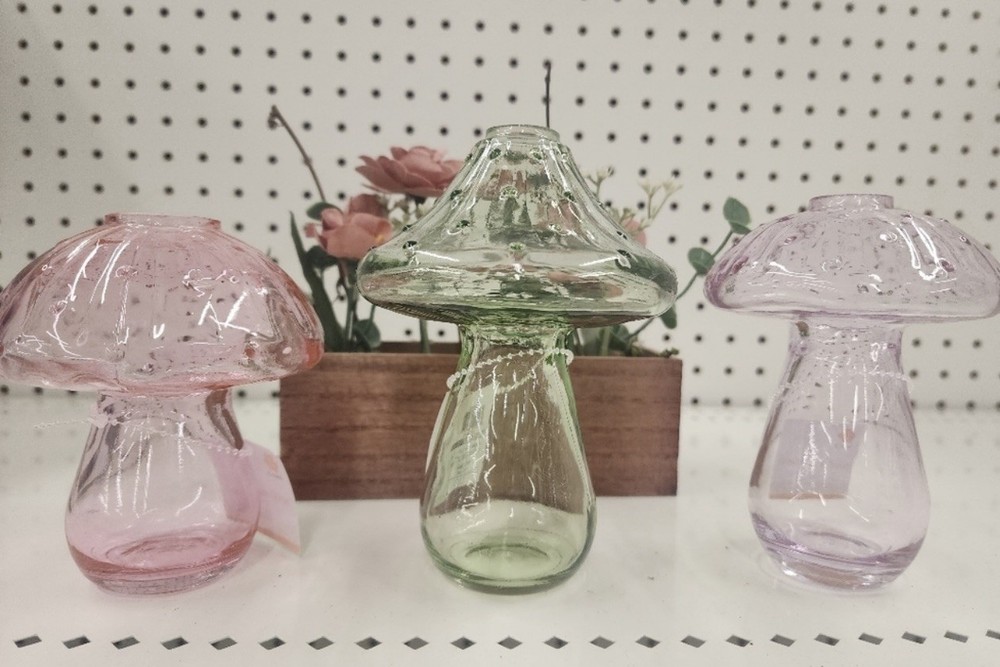 Vintage Glass Mushroom Flower Planter Propagation Vases Set of 3
