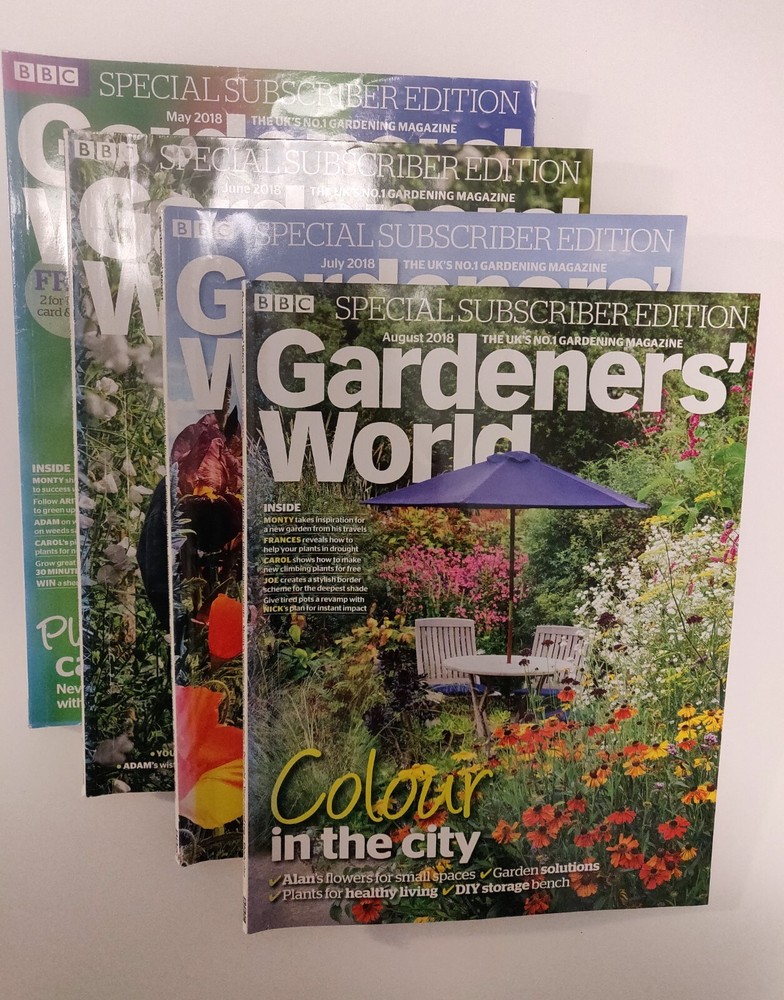 4 x Gardeners' World Magazines 2018 Summer Bundle - May to August 2018