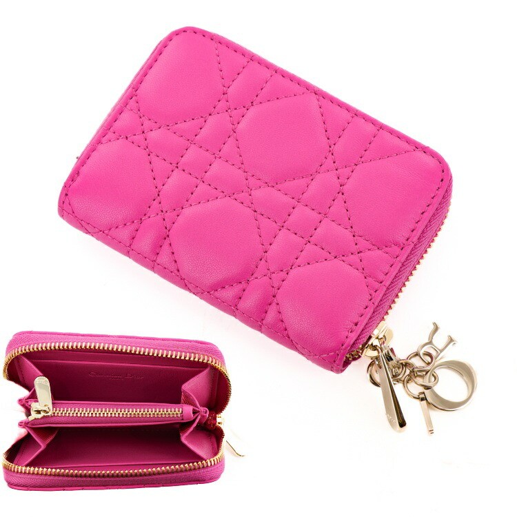 Dior Women's Compact Leather Coin Case with Zipper Wallet Y0713