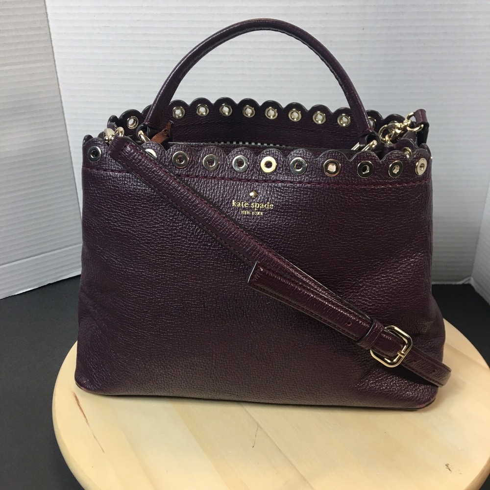 KATE SPADE PALOMA ROAD JANELL LEATHER SATCHEL Plum Purple Purse
