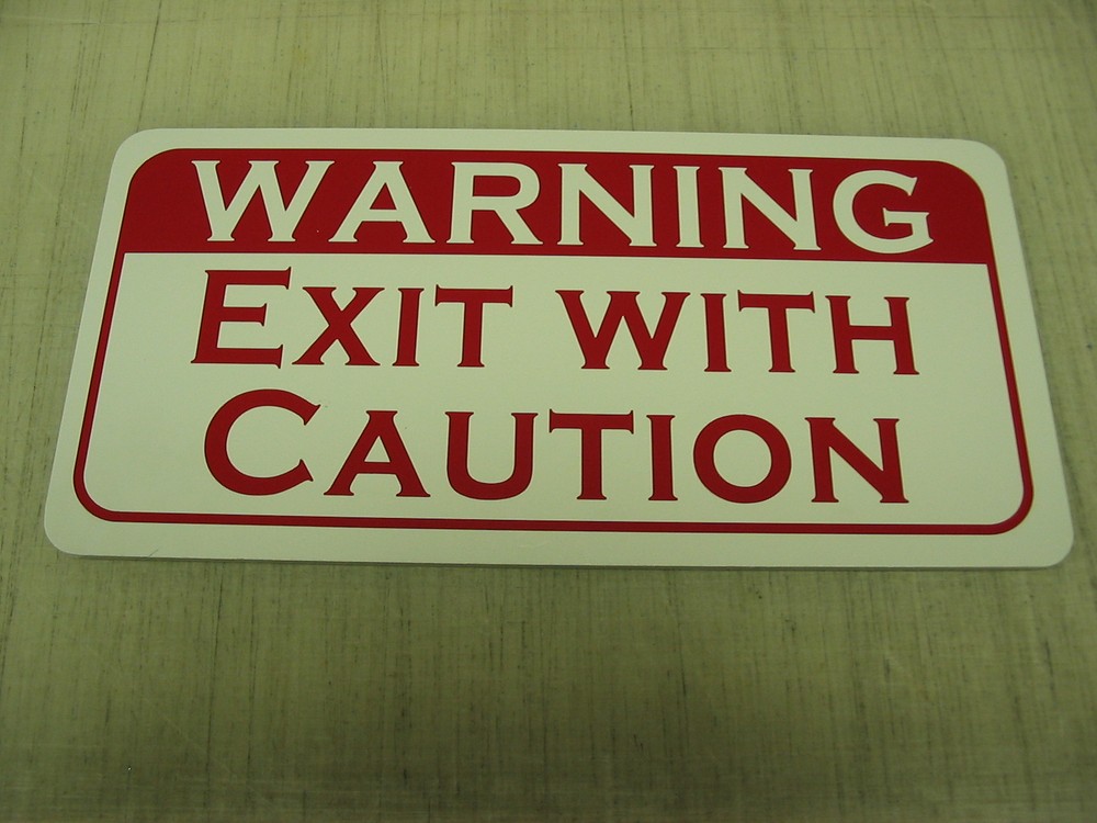 Vintage Style EXIT WITH CAUTION Metal Sign for Gym Stairs Bar Club Warning