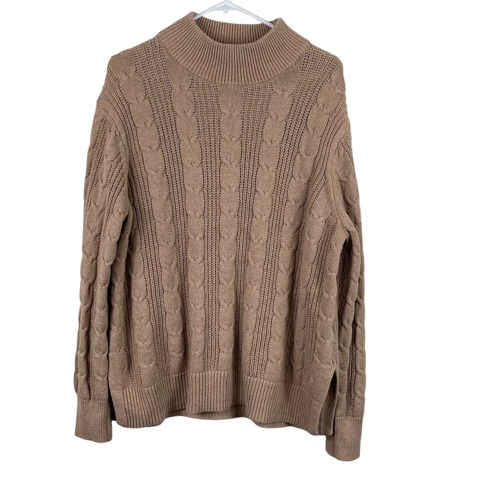 Banana Republic XL Women’s Camel Cable Knit Mock Neck Sweater