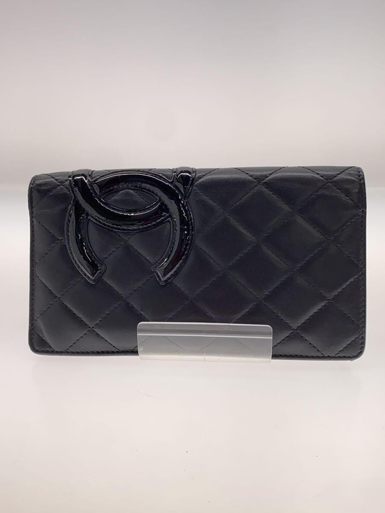 CHANEL Pre-Loved Black Diamond Quilted Cambon Long Wallet A26717