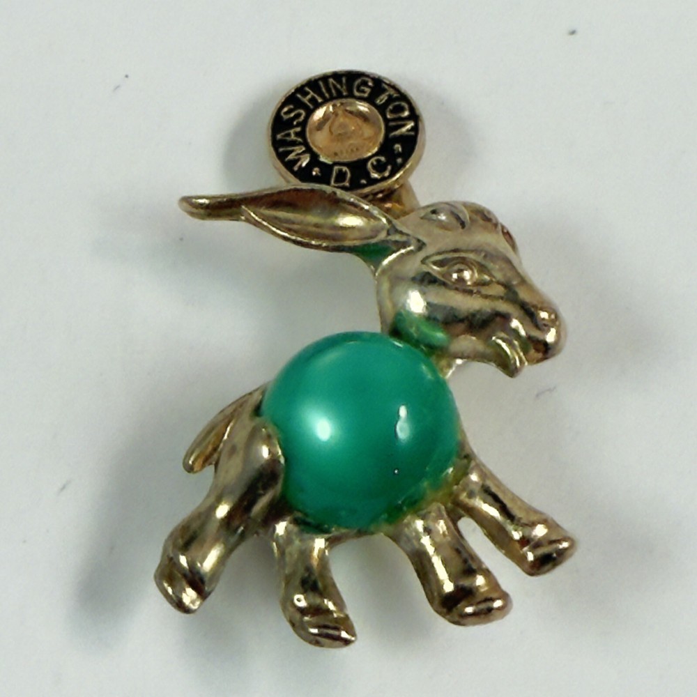 Vintage Democratic Donkey Moonglow Lucite Jelly Belly Brooch Washington DC