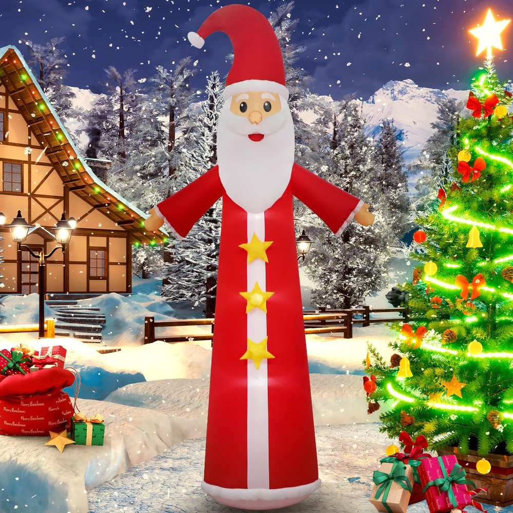 12ft Christmas Inflatable Outdoor Decorations, Slender Santa Claus Inflatable...