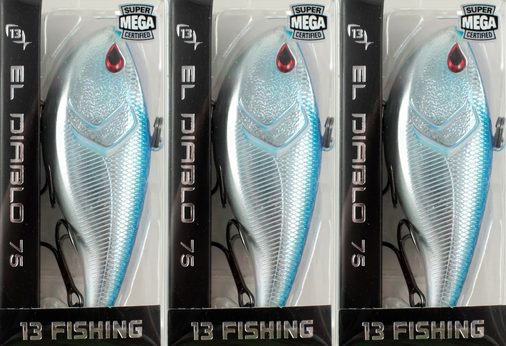 (LOT OF 3) 13 FISHING EL DIABLO 75 3/4OZ ED75-59 CHROME BLUE BACK AR1233