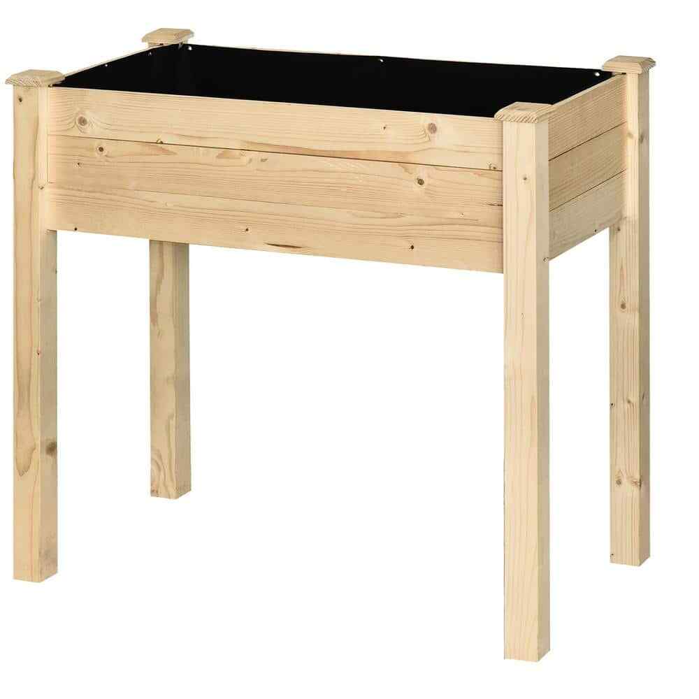 34 in. L x 18 in. W x 30 in. H Wood Outdoor Raised Garden Bed for Vegetables, He