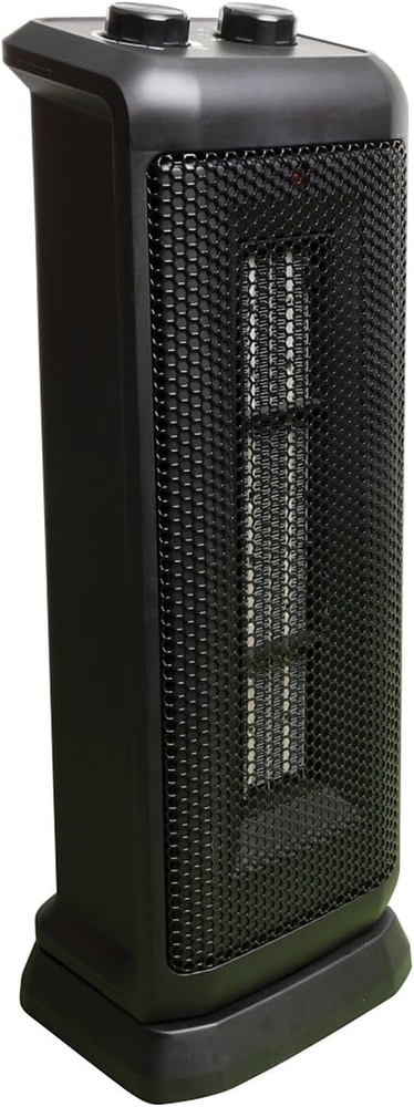 Oscillating Ceramic Tower Heater, 750W/1500W, Portable with Thermostat, Safety S