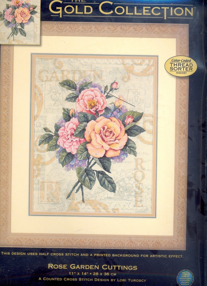 Gold Collection Cross Stitch Kit Rose Garden Cuttings Turoscy