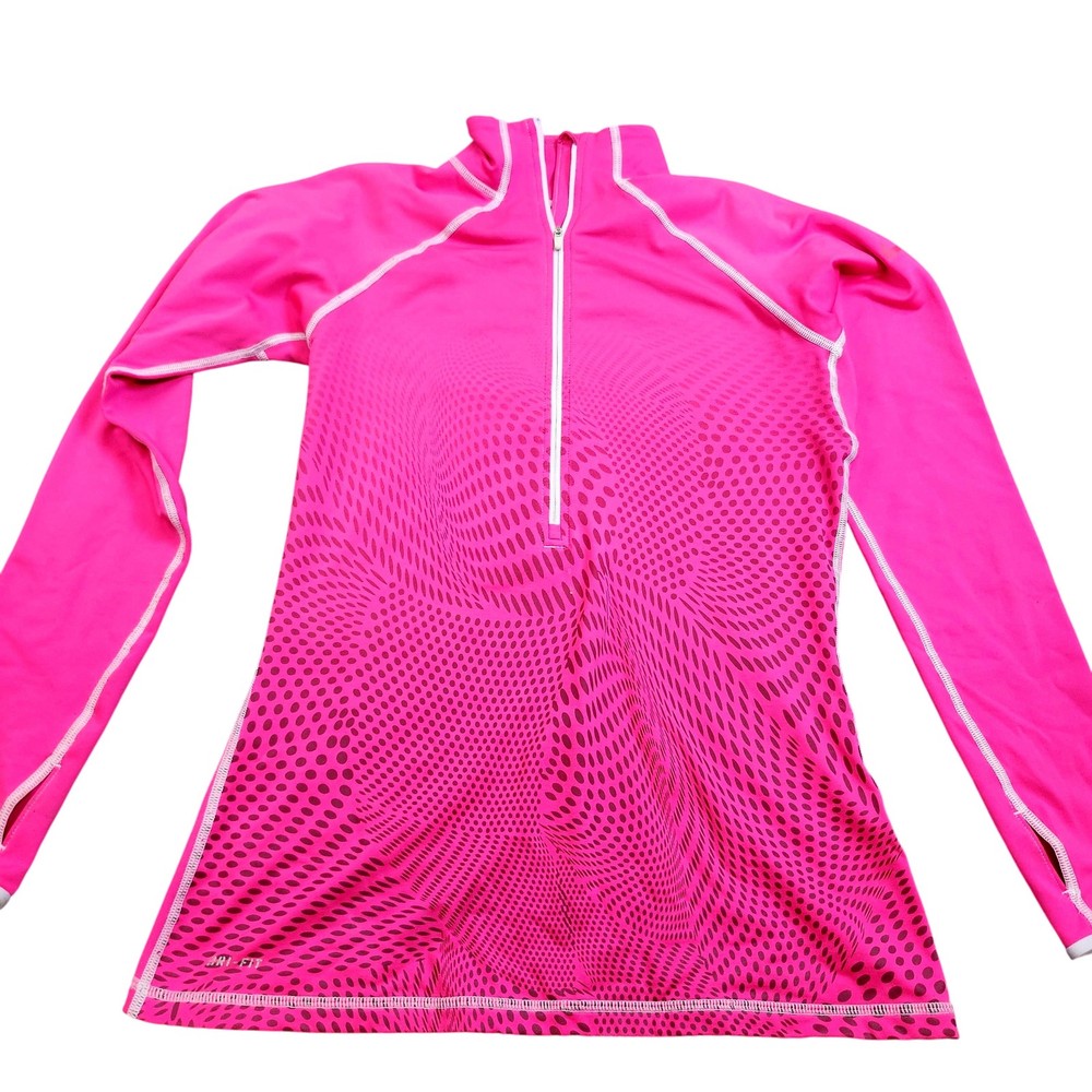 Nike Pro Pullover Womens Large Pink Dri-FIT 1/4 Zip Running Long Sleeve Top
