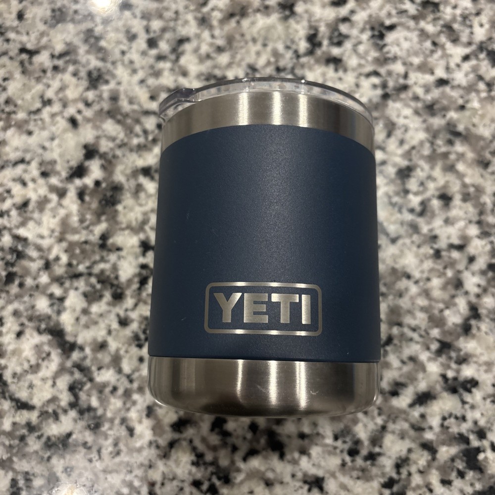 Yeti 10 Oz Lowball Rambler Magslider Lid Blue